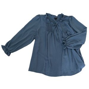 NWOT Torrid Women’s Flowy Blue Long Sleeve Blouse Balloon Sleeves Size Large